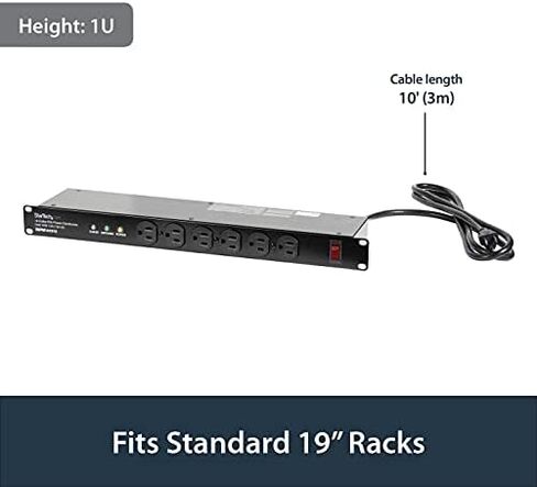 StarTech.com 8 Outlet Horizontal 1U Rack Mount PDU Power Strip & TRENDnet 24-Port Blank Keystone 1U Patch Panel, 1U 19" Metal Rackmount Housing, Recommended with TC-K25C6 & TC-K50C6 in Saudi Arabia