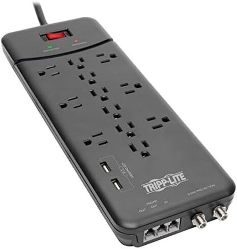 Tripp Lite 3 Outlet Portable Surge Protector Power Strip, Direct Plug in, 5,000 Insurance (SK3-0), Apple, Grey (Pack of 2) in Kuwait