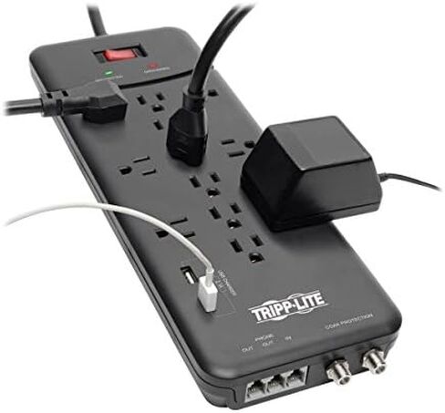 Tripp Lite 3 Outlet Portable Surge Protector Power Strip, Direct Plug in, 5,000 Insurance (SK3-0), Apple, Grey (Pack of 2) in Kuwait