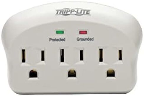 Tripp Lite 3 Outlet Portable Surge Protector Power Strip, Direct Plug in, 5,000 Insurance (SK3-0), Apple, Grey (Pack of 2) in Kuwait