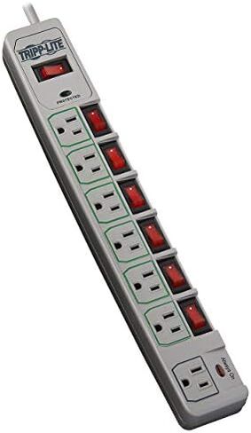 Tripp Lite 3 Outlet Portable Surge Protector Power Strip, Direct Plug in, 5,000 Insurance (SK3-0), Apple, Grey (Pack of 2) in Kuwait