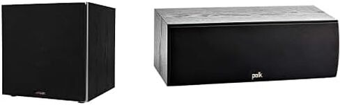Polk Audio PSW10 Sound Floor Standing Speakers, 100W Black & Polk Audio T30 Shelf Mount Speaker, Black in Saudi Arabia