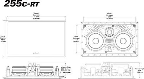 Polk Audio 255c-RT in-Wall Center Channel Speaker (2) 5.25" Drivers - The Vanishing Series | Easily Fits into The Wall | Power Port | Paintable Grille Black, White in Kuwait
