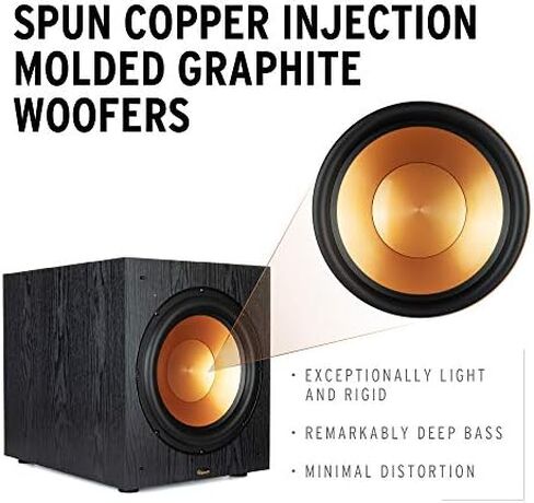 مضخم صوت Klipsch Synergy Black Label Sub-120 مقاس 12 بوصة مزود بقوة 200 واط من الطاقة المستمرة و400 واط من الطاقة الديناميكية ومضخم صوت رقمي لصوت المسرح المنزلي القوي باللون الأسود in Kuwait