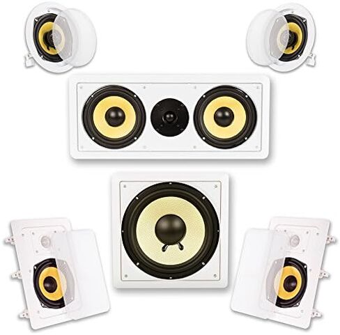 Acoustic Audio by Goldwood HD516 In-Wall/Ceiling Home Theater Surround 5.1 Speaker System, 6.5-Inch, White in Saudi Arabia