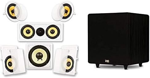 Acoustic Audio by Goldwood HD516 In-Wall/Ceiling Home Theater Surround 5.1 Speaker System, 6.5-Inch, White in Saudi Arabia