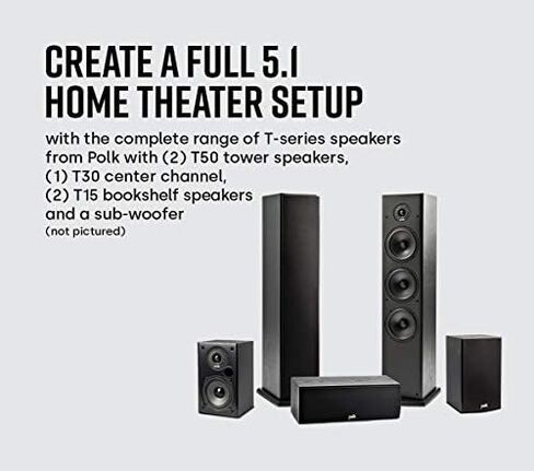 Polk Audio T Series 3 Channel Home Theater Bundle | Includes One (1) T30 Center Channel & Two (2) T50 Tower Speakers | Dolby and DTS Surround in Kuwait