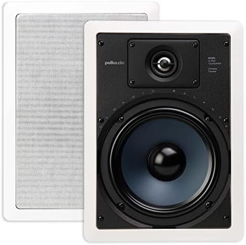 Polk Audio 80F/X-RT in-Ceiling 2-Way Round Surround Speakers - 8" Woofer, Dual 3/4" Tweeters | 100 Watts | Paintable Sheer Grille | White, Pair in Saudi Arabia