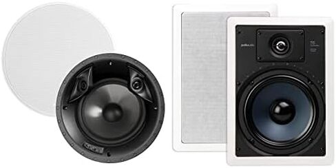 Polk Audio 80F/X-RT in-Ceiling 2-Way Round Surround Speakers - 8" Woofer, Dual 3/4" Tweeters | 100 Watts | Paintable Sheer Grille | White, Pair in Saudi Arabia