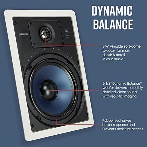 Polk Audio 80F/X-RT in-Ceiling 2-Way Round Surround Speakers - 8" Woofer, Dual 3/4" Tweeters | 100 Watts | Paintable Sheer Grille | White, Pair in Saudi Arabia