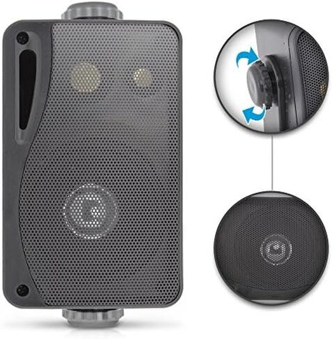 Pyle 3-way Mini Box Speaker System - 3.5 Inch 200 Watt Waterproof Marine Grade Mount Speakers - in a Heavy Duty ABS Enclosure Grill - Home, Boat, Poolside, Patio Indoor Outdoor Use (Black) and Amazon Basics 16-Gauge Speaker Wire Cable, 100 Feet, Bronze in Kuwait