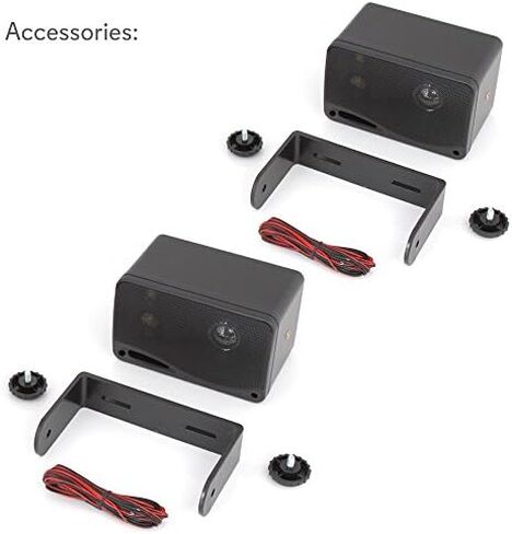 Pyle 3-way Mini Box Speaker System - 3.5 Inch 200 Watt Waterproof Marine Grade Mount Speakers - in a Heavy Duty ABS Enclosure Grill - Home, Boat, Poolside, Patio Indoor Outdoor Use (Black) and Amazon Basics 16-Gauge Speaker Wire Cable, 100 Feet, Bronze in Kuwait