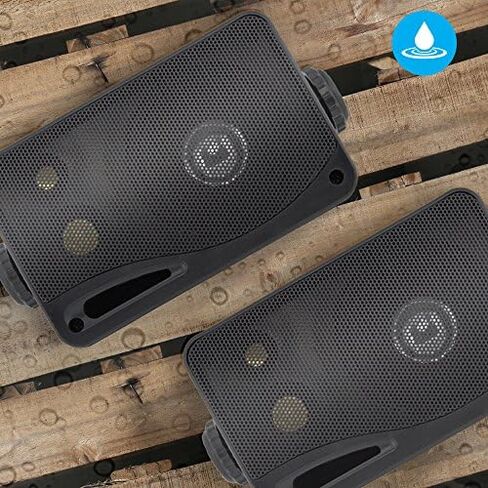 Pyle 3-way Mini Box Speaker System - 3.5 Inch 200 Watt Waterproof Marine Grade Mount Speakers - in a Heavy Duty ABS Enclosure Grill - Home, Boat, Poolside, Patio Indoor Outdoor Use (Black) and Amazon Basics 16-Gauge Speaker Wire Cable, 100 Feet, Bronze in Kuwait