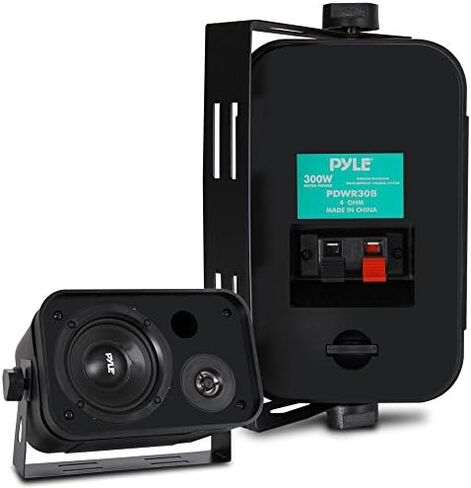 Pyle Home Dual Waterproof Outdoor Speaker System - 5.25 Inch Pair of Weatherproof Wall/Ceiling Mounted Speakers w/Heavy Duty Grill, Universal Mount - for Use in The Pool, Patio, Indoor PDWR40B (Black) in Saudi Arabia