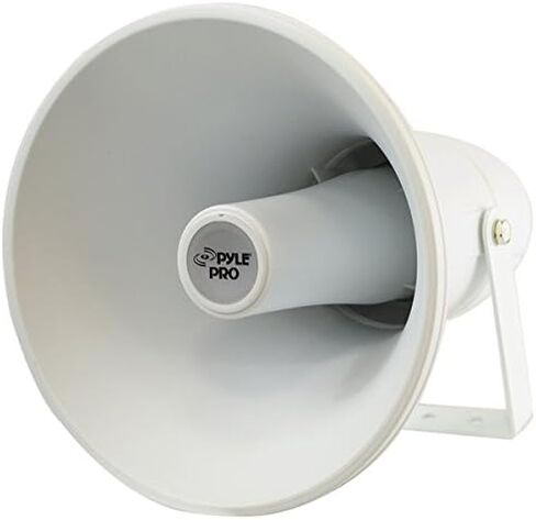 مكبر صوت PA Horn داخلي خارجي - 9.4 بوصة 30 واط مكبر صوت عالي الصوت مع تردد 400 هرتز - 10 كيلو هرتز، 8 أوم، محول 70 فولت، دعامة تثبيت - نظام صوت 70 فولت - PyleHome PHSP30TA (أبيض) in Saudi Arabia