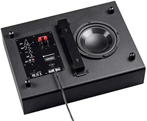 Monoprice SSW-8 Slim Powered Subwoofer - 8 Inch Woofer, 100 Watt, Low Profile, Powerful Amp, Low Pass, RCA and Speaker Level Terminal Inputs, Black in Kuwait