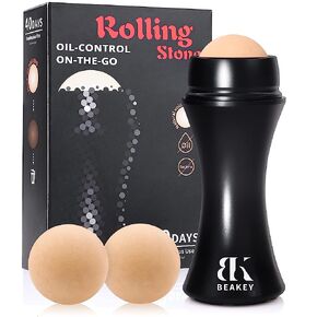 BK BEAKEY أسطوانة بركانية ماصة للزيت مع كرتين بركانيتين قابلتين للاستبدال، أسطوانة للتحكم في الزيت قابلة لإعادة الاستخدام أثناء التنقل، نتائج فورية تزيل اللمعان الزائد in Kuwait