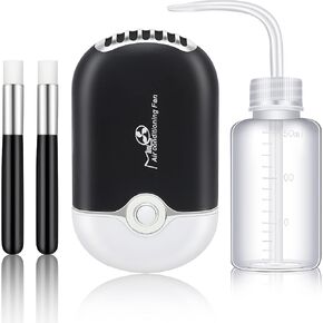 AFOUNDA USB ومروحة صغيرة محمولة + فرش شامبو الرموش + زجاجة ضغط بلاستيكية اقتصادية، مروحة تبريد كهربائية محمولة قابلة لإعادة الشحن للرموش (وردي) in Kuwait