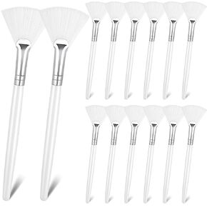 14 Pieces Fan Brushes Facial Applicator Brush Soft Fan Brushes Acid Applicator Brush Cosmetic Makeup Applicator Tools for Mud Cream (White)