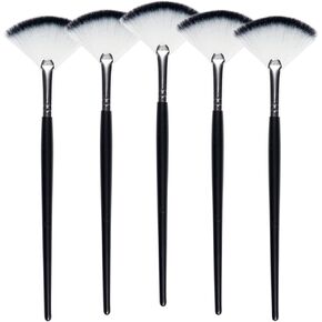 Slim Soft Facial Fan Brush,Makeup Cosmetic Multi Use, Mask Acid Applicator for Glycolic Peel Masques,Chemical Peel Brush,Pack of 5(black)