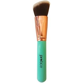 Rose Golden Synthetic Blush and Bronzer Brush - Angled Kabuki Makeup Brush: Foundation Brush Perfect for Face Contouring and Highlighting with Creams and Powders (Blue)
