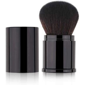 Retractable Powder Brushes Foundation Brush Blush Brush Bronzer Brush Face Blender Brush Professional Mineral Blending Buffing Kabuki Makeup Application Portable With Cover - Black