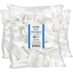 ForPro Professional Collection Beauty Wedges, Latex Free Foam Sponges, Makeup Blenders for Powder and Liquid Makeup, 100-Count (Pack of 3)