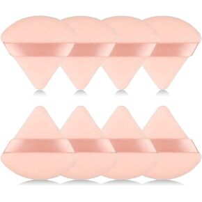 8Pcs of Triangular Powder Puff Makeup Sponges, Made of Super-soft Velvet, Designed for Contouring, Eye, and Corner, Beauty Blender Foundation Mixing Container.