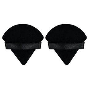2Pcs Triangle Powder Puffs, Face Makeup Puff for Body Loose Powder Beauty Makeup Tool Black