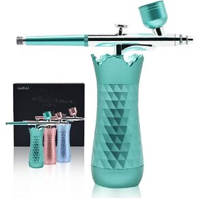 Mini Airbrush Kit, Handheld Cake Airbrush with Air Compressor, Rechargeable Cordless Nail Airbrush Makeup Kit for Makeup, Cake Decor,Model Coloring,Nail Art,Tattoo,Oxygen Facial Sprayer (Green) in Saudi Arabia