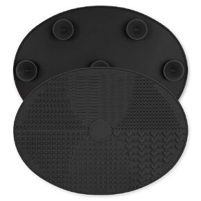 Makeup Brush Cleaner Mat Silicone Brush Cleaning Mat Big Size Make Up Brush Clean Pad with Suction Cup for Makeup Brush Cleaning (Black)