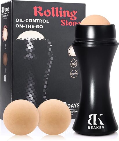 BK BEAKEY أسطوانة بركانية ماصة للزيت مع كرتين بركانيتين قابلتين للاستبدال، أسطوانة للتحكم في الزيت قابلة لإعادة الاستخدام أثناء التنقل، نتائج فورية تزيل اللمعان الزائد in Kuwait