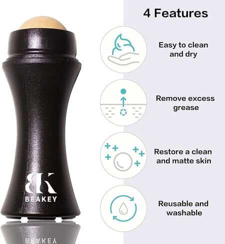 BK BEAKEY أسطوانة بركانية ماصة للزيت مع كرتين بركانيتين قابلتين للاستبدال، أسطوانة للتحكم في الزيت قابلة لإعادة الاستخدام أثناء التنقل، نتائج فورية تزيل اللمعان الزائد in Kuwait