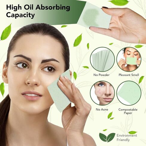 Extra High-Performance Oil Blotting Sheets for Face - 3x50 Sheets - Grain Free Silky and Softer Blotting Paper for Oily Skin to Reduce Skin Acne - Makeup Friendly, Thick & Strong Natural Paper in Saudi Arabia