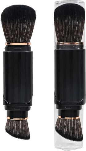 Falliny Retractable Kabuki Makeup Brushes, Travel Double-Ended Foundation Powder Brush, Dual Concealer Makeup Brush with Cap for Blush, Bronzer, Buffing, Highlighter, Flawless Powder Cosmetics in Saudi Arabia