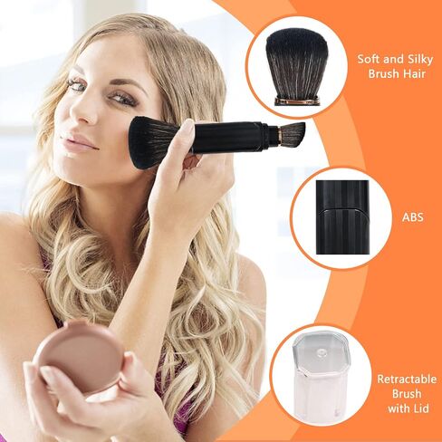Falliny Retractable Kabuki Makeup Brushes, Travel Double-Ended Foundation Powder Brush, Dual Concealer Makeup Brush with Cap for Blush, Bronzer, Buffing, Highlighter, Flawless Powder Cosmetics in Saudi Arabia