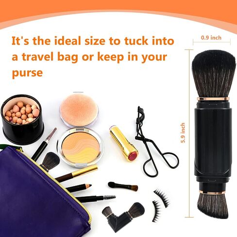 Falliny Retractable Kabuki Makeup Brushes, Travel Double-Ended Foundation Powder Brush, Dual Concealer Makeup Brush with Cap for Blush, Bronzer, Buffing, Highlighter, Flawless Powder Cosmetics in Saudi Arabia