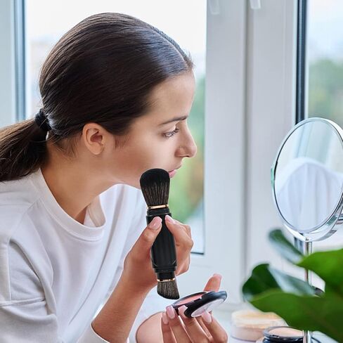 Falliny Retractable Kabuki Makeup Brushes, Travel Double-Ended Foundation Powder Brush, Dual Concealer Makeup Brush with Cap for Blush, Bronzer, Buffing, Highlighter, Flawless Powder Cosmetics in Saudi Arabia