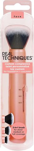 Real Techniques Custom Complexion Foundation 3-in-1 Brush, Custom Slide For Foundation & Concealer, 3 Settings For Sheer, Medium, or Focused Application, Travel-Size Kabuki, Cruelty-Free, 1 Count in Saudi Arabia