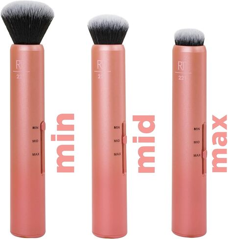 Real Techniques Custom Complexion Foundation 3-in-1 Brush, Custom Slide For Foundation & Concealer, 3 Settings For Sheer, Medium, or Focused Application, Travel-Size Kabuki, Cruelty-Free, 1 Count in Saudi Arabia