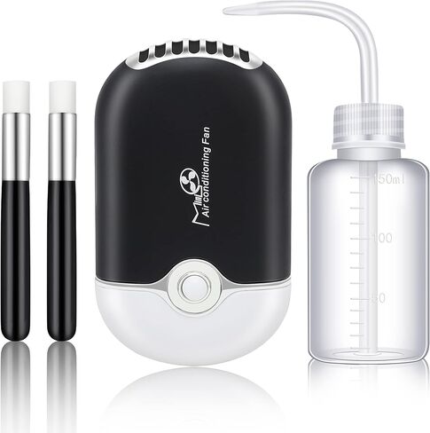 AFOUNDA USB ومروحة صغيرة محمولة + فرش شامبو الرموش + زجاجة ضغط بلاستيكية اقتصادية، مروحة تبريد كهربائية محمولة قابلة لإعادة الشحن للرموش (وردي) in Kuwait