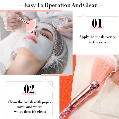 12 Pcs Fan Brushes for Facial Mask Brushes with Glitter Quicksand Handle Cosmetic Facial Fan Brushes Soft Facial Mask Brush Applicator Facial Peel Applicator Face Mask Tools with Pouch (Blue) in Saudi Arabia