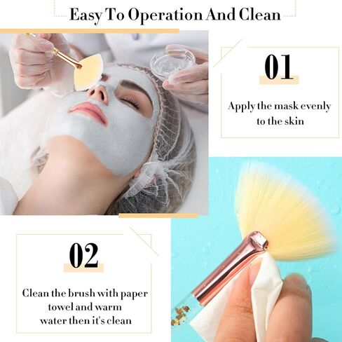 12 Pcs Fan Brushes for Facial Mask Brushes with Glitter Quicksand Handle Cosmetic Facial Fan Brushes Soft Facial Mask Brush Applicator Facial Peel Applicator Face Mask Tools with Pouch (Blue) in Saudi Arabia