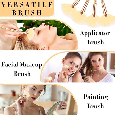 12 Pcs Fan Brushes for Facial Mask Brushes with Glitter Quicksand Handle Cosmetic Facial Fan Brushes Soft Facial Mask Brush Applicator Facial Peel Applicator Face Mask Tools with Pouch (Blue) in Saudi Arabia