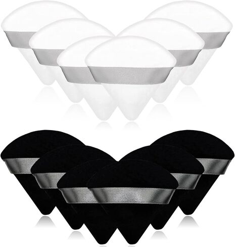12 Pieces White Cosmetic Powder Puff,2.76 inch Portable Soft Sponge Setting Face Puffs,Triangle Velvet Powder Puff with Ribbon Band Handle for Loose Powder Body Powder Makeup Tool in Saudi Arabia