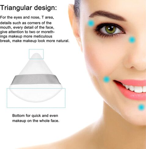 12 Pieces White Cosmetic Powder Puff,2.76 inch Portable Soft Sponge Setting Face Puffs,Triangle Velvet Powder Puff with Ribbon Band Handle for Loose Powder Body Powder Makeup Tool in Saudi Arabia