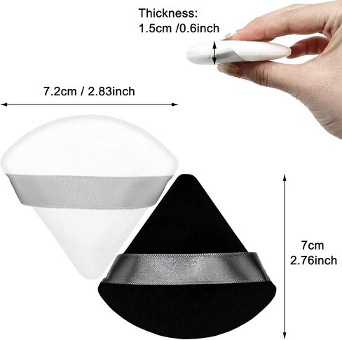 12 Pieces White Cosmetic Powder Puff,2.76 inch Portable Soft Sponge Setting Face Puffs,Triangle Velvet Powder Puff with Ribbon Band Handle for Loose Powder Body Powder Makeup Tool in Saudi Arabia
