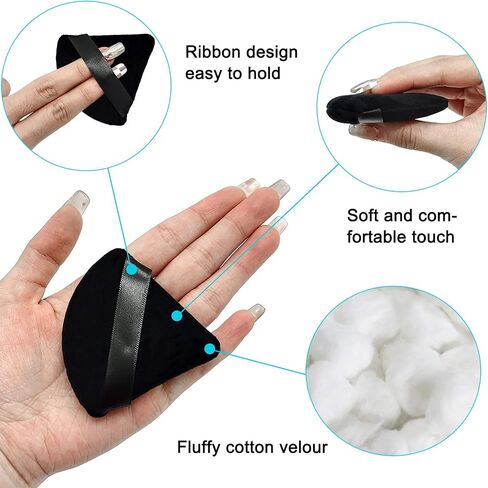12 Pieces White Cosmetic Powder Puff,2.76 inch Portable Soft Sponge Setting Face Puffs,Triangle Velvet Powder Puff with Ribbon Band Handle for Loose Powder Body Powder Makeup Tool in Saudi Arabia