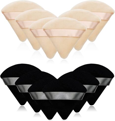 12 Pieces White Cosmetic Powder Puff,2.76 inch Portable Soft Sponge Setting Face Puffs,Triangle Velvet Powder Puff with Ribbon Band Handle for Loose Powder Body Powder Makeup Tool in Saudi Arabia
