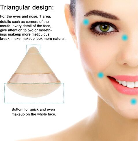 12 Pieces White Cosmetic Powder Puff,2.76 inch Portable Soft Sponge Setting Face Puffs,Triangle Velvet Powder Puff with Ribbon Band Handle for Loose Powder Body Powder Makeup Tool in Saudi Arabia